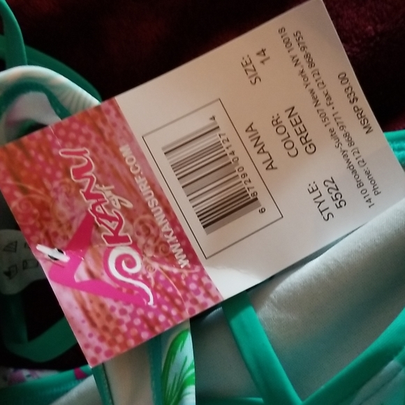 NWT GIRLS CROSS BACK RUFFLE  TROPICAL BIKINI SWIM SET - Picture 7 of 7